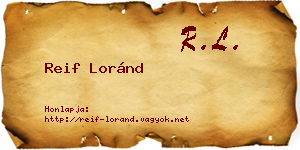 Reif Loránd névjegykártya